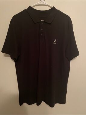 Kangol Black Polo with Embroidered Kangaroo Logo